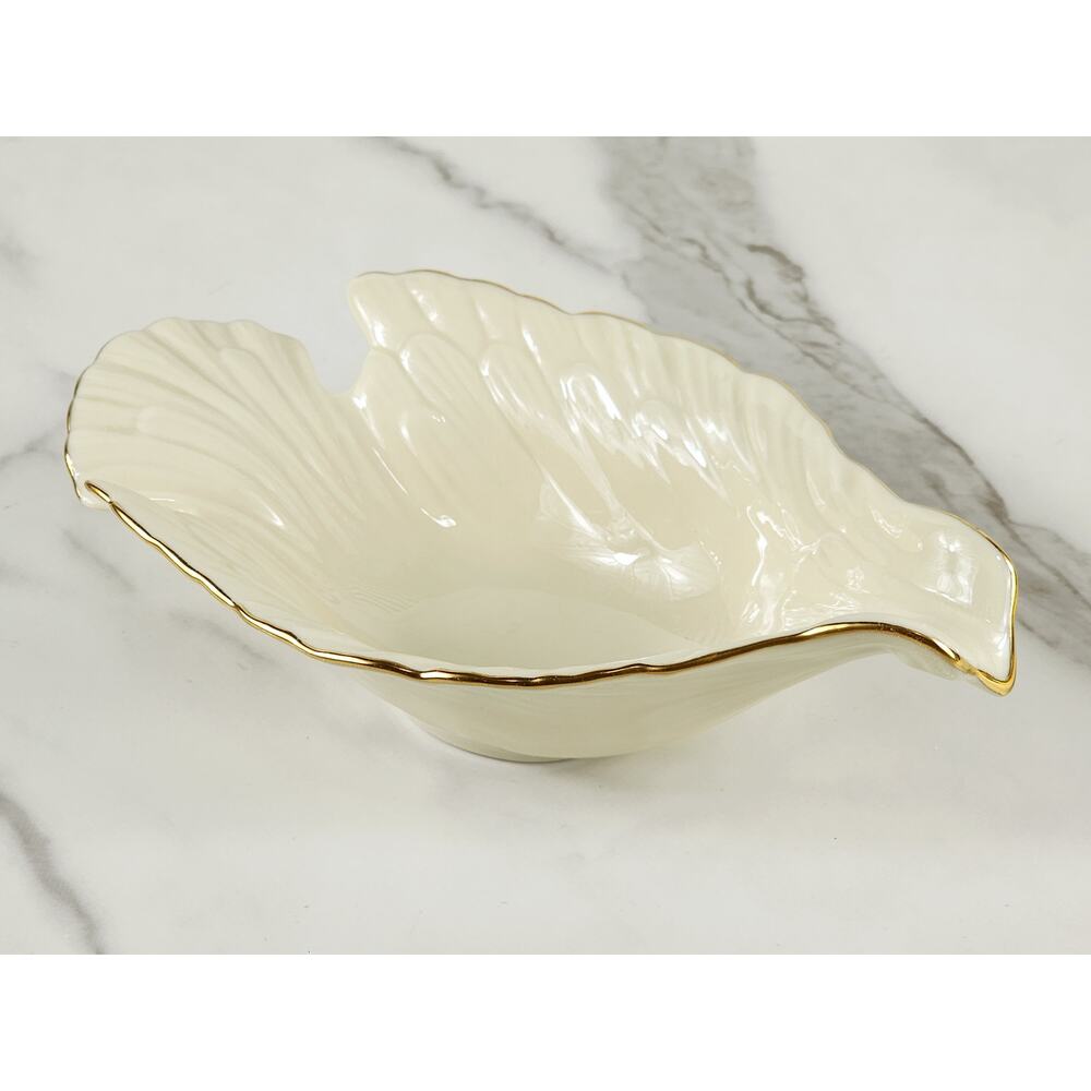 Lenox Dove Bird Shaped Candy Dish Bowl 8" Gold Trim Porcelain 1983 Made in USA